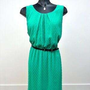 Green Sleeveless Dress with Belt | Elle | Women's Size 14